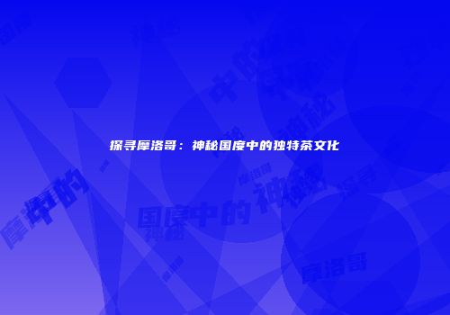 探寻摩洛哥：神秘国度中的独特茶文化