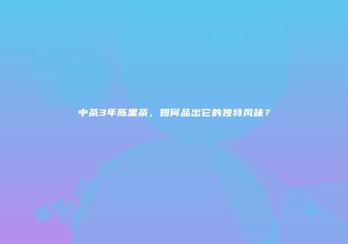 中茶3年陈黑茶，如何品出它的独特风味？