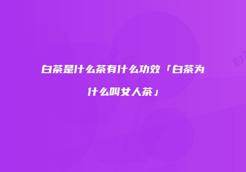 白茶是什么茶有什么功效「白茶为什么叫女人茶」