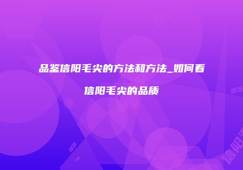 品鉴信阳毛尖的方法和方法_如何看信阳毛尖的品质