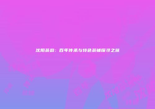 沈阳茶韵：百年传承与特色茶铺探寻之旅