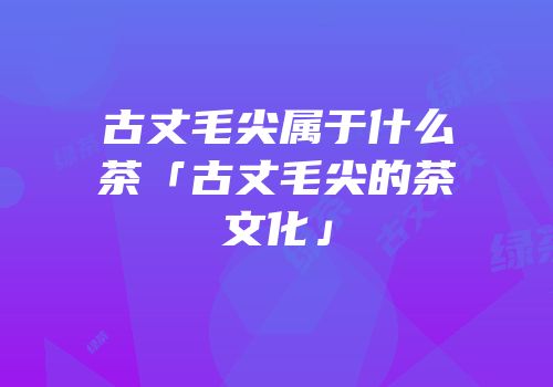 古丈毛尖属于什么茶「古丈毛尖的茶文化」
