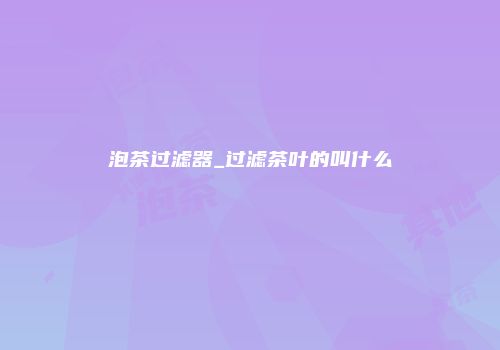 泡茶过滤器_过滤茶叶的叫什么