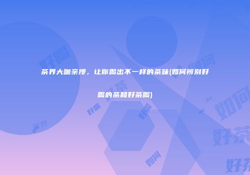 茶界大咖亲授，让你喝出不一样的茶味(如何辨别好喝的茶和好茶喝)