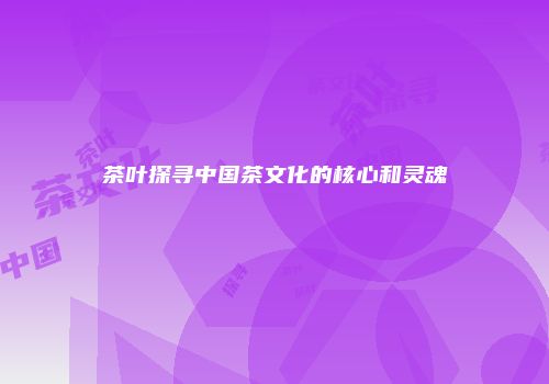 茶叶探寻中国茶文化的核心和灵魂