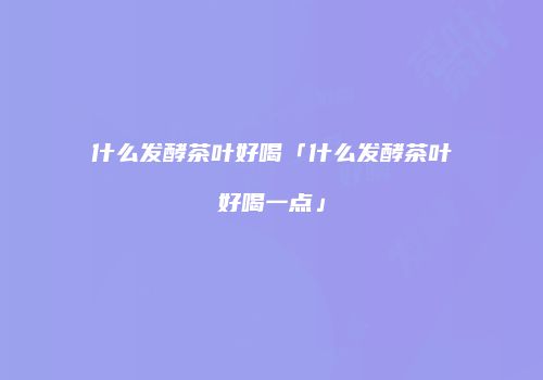什么发酵茶叶好喝「什么发酵茶叶好喝一点」