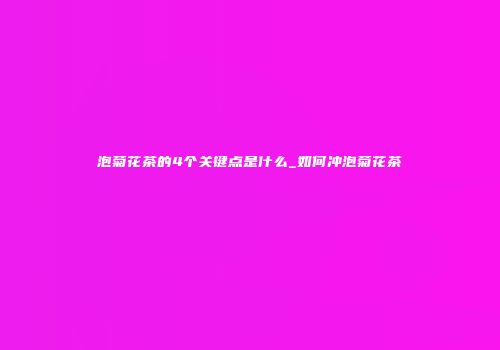 泡菊花茶的4个关键点是什么_如何冲泡菊花茶