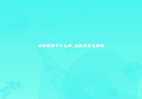 点茶器是干什么的_点茶器怎么使用