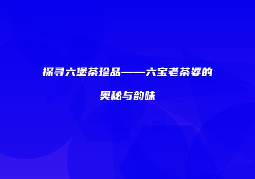 探寻六堡茶珍品——六宝老茶婆的奥秘与韵味