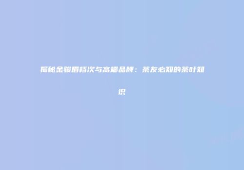 揭秘金骏眉档次与高端品牌：茶友必知的茶叶知识