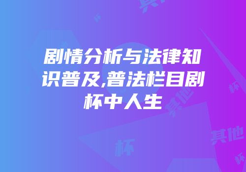 剧情分析与法律知识普及,普法栏目剧杯中人生