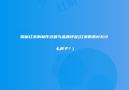 探秘红茶的制作过程与品质评定(红茶的茶叶长什么样子？)