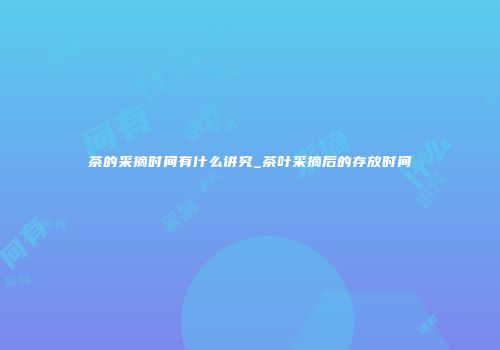 茶的采摘时间有什么讲究_茶叶采摘后的存放时间