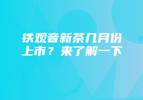 铁观音新茶几月份上市？来了解一下