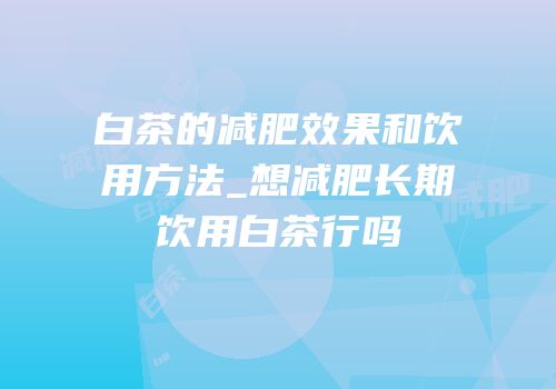 白茶的减肥效果和饮用方法_想减肥长期饮用白茶行吗