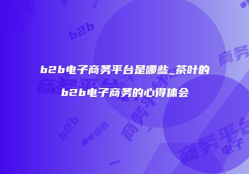 b2b电子商务平台是哪些_茶叶的b2b电子商务的心得体会