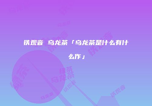 铁观音 乌龙茶「乌龙茶是什么有什么作」