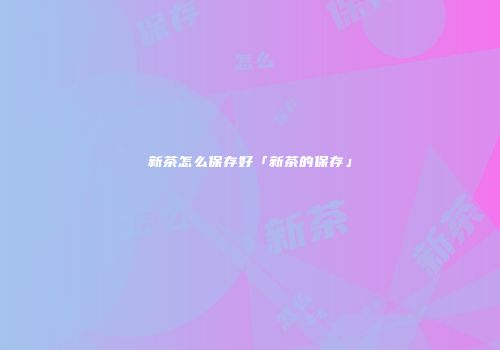 新茶怎么保存好「新茶的保存」
