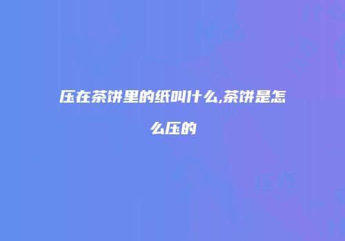 压在茶饼里的纸叫什么,茶饼是怎么压的