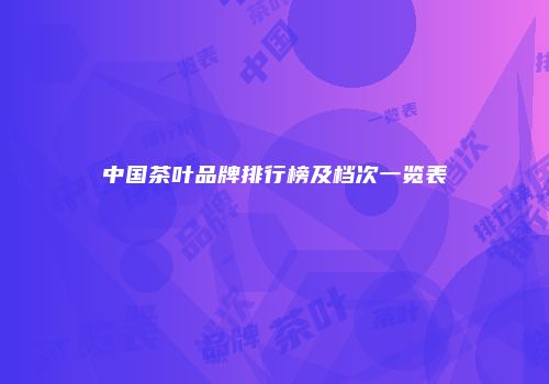 中国茶叶品牌排行榜及档次一览表