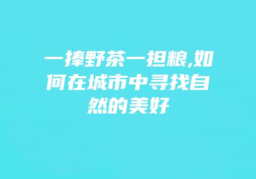 一捧野茶一担粮,如何在城市中寻找自然的美好