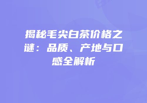 揭秘毛尖白茶价格之谜：品质、产地与口感全解析