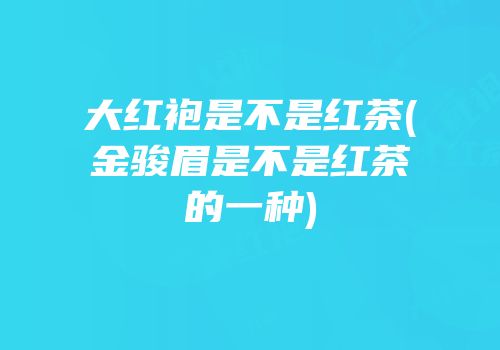 大红袍是不是红茶(金骏眉是不是红茶的一种)
