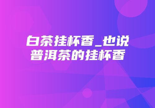 白茶挂杯香_也说普洱茶的挂杯香