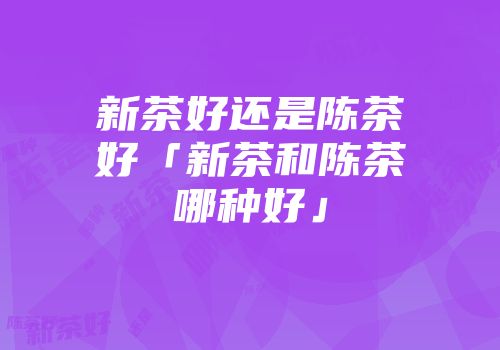 新茶好还是陈茶好「新茶和陈茶哪种好」