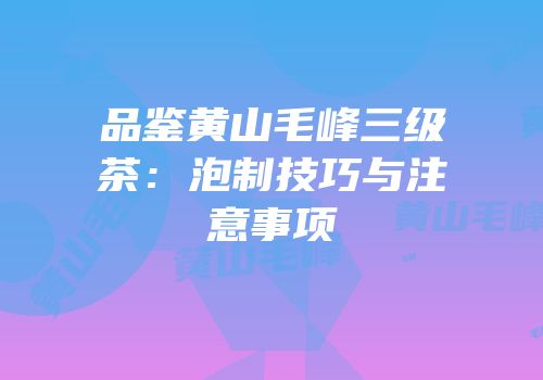 品鉴黄山毛峰三级茶：泡制技巧与注意事项