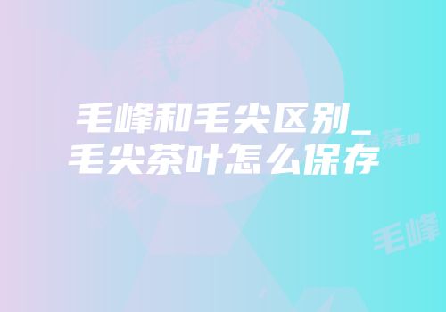 毛峰和毛尖区别_毛尖茶叶怎么保存
