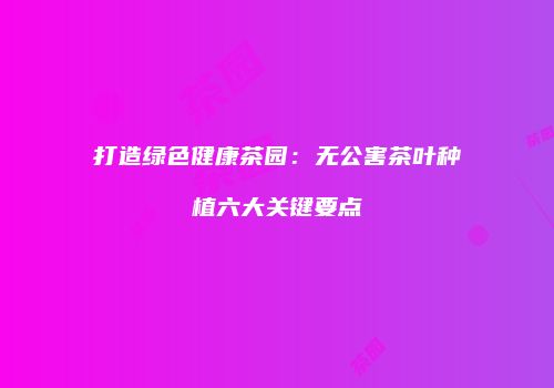 打造绿色健康茶园：无公害茶叶种植六大关键要点