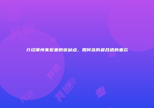介绍潮州朱泥壶的优缺点，如何选购最合适的壶款