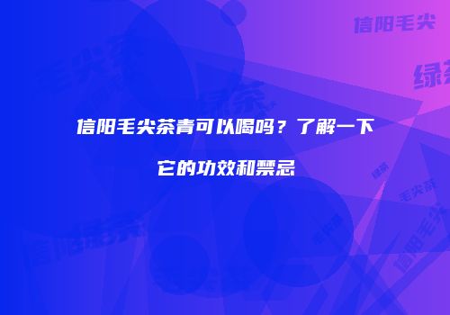 信阳毛尖茶青可以喝吗？了解一下它的功效和禁忌