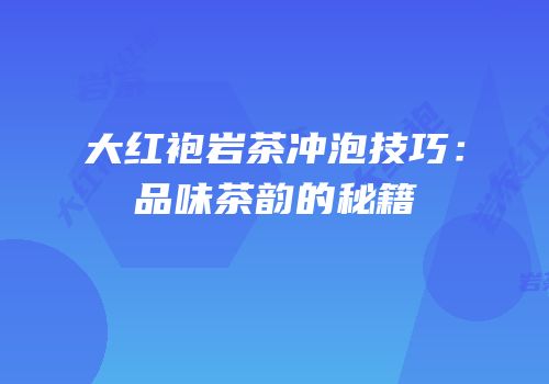 大红袍岩茶冲泡技巧：品味茶韵的秘籍