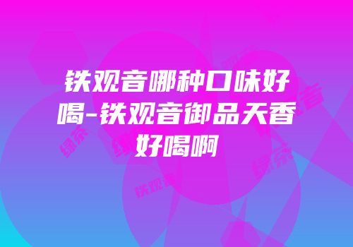铁观音哪种口味好喝-铁观音御品天香好喝啊