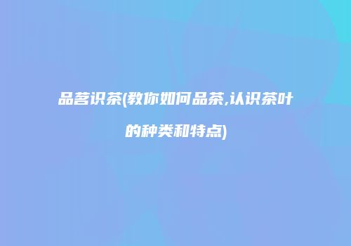 品茗识茶(教你如何品茶,认识茶叶的种类和特点)