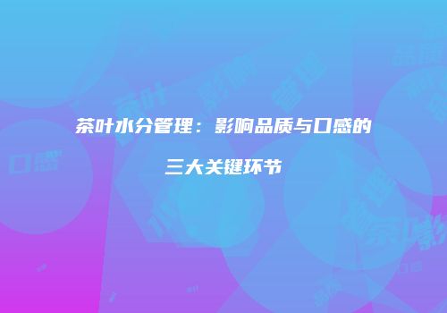 茶叶水分管理：影响品质与口感的三大关键环节