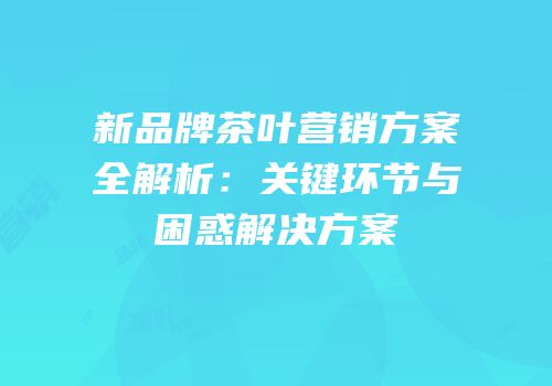 新品牌茶叶营销方案全解析：关键环节与困惑解决方案