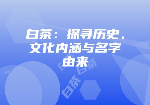 白茶：探寻历史、文化内涵与名字由来