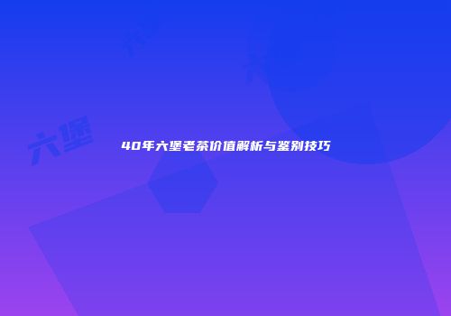 40年六堡老茶价值解析与鉴别技巧