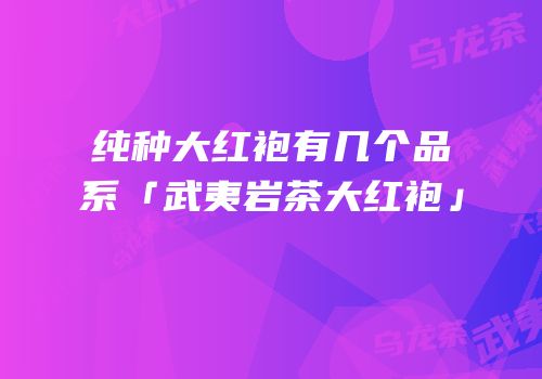 纯种大红袍有几个品系「武夷岩茶大红袍」