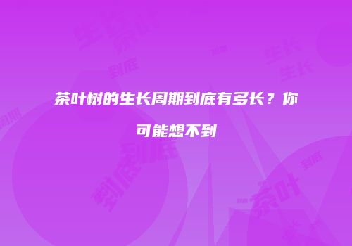 茶叶树的生长周期到底有多长？你可能想不到