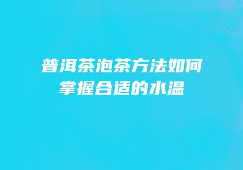 普洱茶泡茶方法如何掌握合适的水温