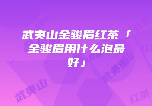 武夷山金骏眉红茶「金骏眉用什么泡最好」