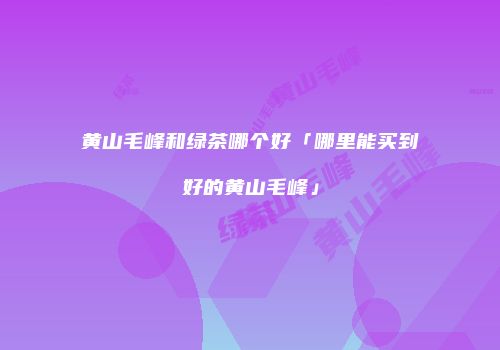 黄山毛峰和绿茶哪个好「哪里能买到好的黄山毛峰」