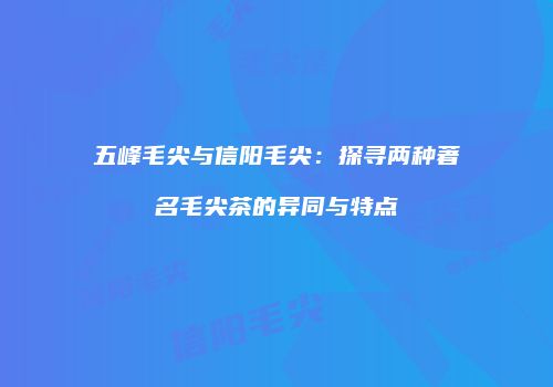五峰毛尖与信阳毛尖：探寻两种著名毛尖茶的异同与特点