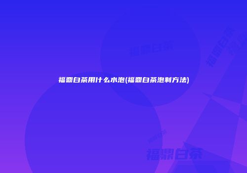 福鼎白茶用什么水泡(福鼎白茶泡制方法)