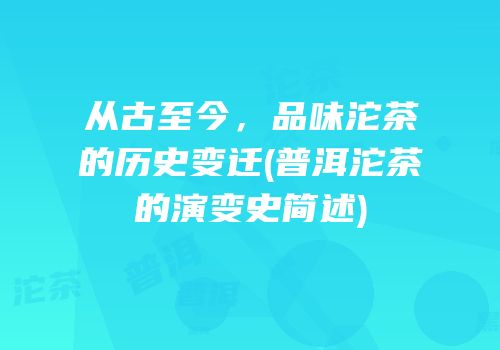 从古至今，品味沱茶的历史变迁(普洱沱茶的演变史简述)