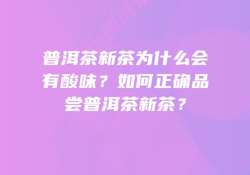 普洱茶新茶为什么会有酸味？如何正确品尝普洱茶新茶？
